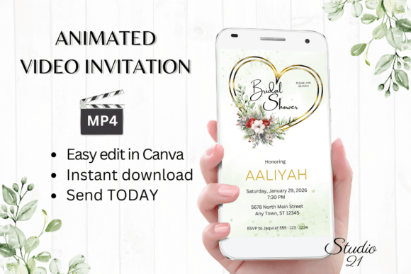 Christmas Bridal Shower Invite W4188: A Festive & Modern Digital Template
