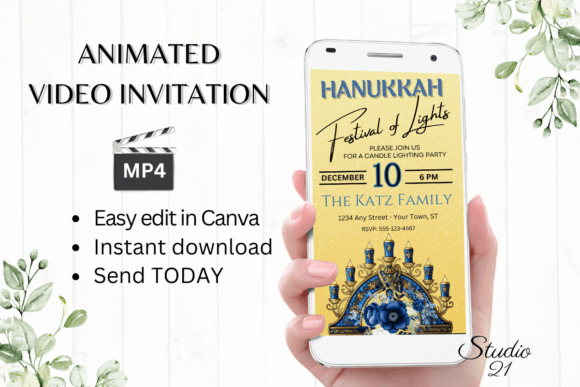 Digital Hanukkah Invitation: Modern Festive Communication
