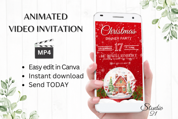 Electronic Snow Globe XMas Invitation: Festive Digital Greetings