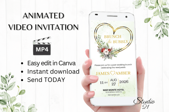 Elevate Your Holiday Nuptials with Christmas Wedding Brunch Invite W9188